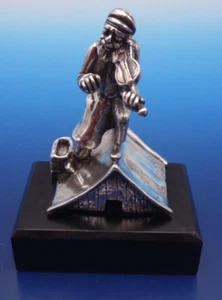 Statuina vintage argento sterling violinista sul tetto su base in legno di ebano - Foto 1 di 6