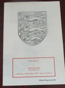 ENGLAND 'B' TEAM NEW ZEALAND OCTOBER 1979 PROGRAMME - Picture 1 of 1