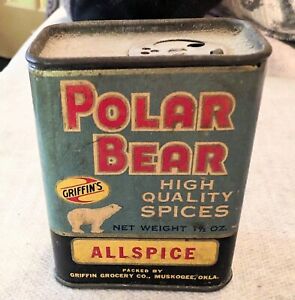  Rare Vintage POLAR BEAR SPICE TIN 1-1/2oz.GREAT!! A BEAUTY!!