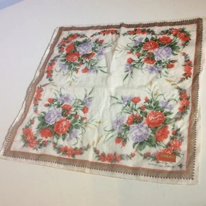 Armando Caruso weiß rot lila 100 % Baumwolle Blumen quadratischer Schal Japan * FLECKEN - Bild 1 von 6