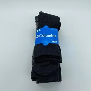 Columbia Men's 4 Pairs Crew Socks Reinforced Heel & Toe Black Gray Size 6-12 - Picture 1 of 5