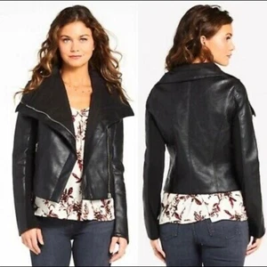 Giacca Moto BLANK NYC DONNA Maxwell Nera Ecopelle Media Nuova con etichette - Foto 1 di 12