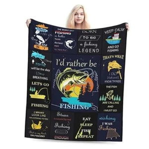 Gifts for Men,Blanket,Funny Fish Blanket for Men Boy, for 50"x40" Fishing - Picture 1 of 8