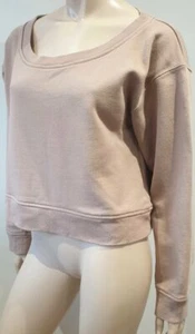 T ALEXANDER WANG Beige Baumwolle Kurz Crop Langarm Pullover Sweatshirt Oberteil L - Bild 1 von 6