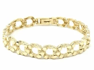 10 Karat Gelbgold massives Nugget Hufeisen Gliederarmband 7,5 Zoll 10,5 mm 20 Gramm - Bild 1 von 7