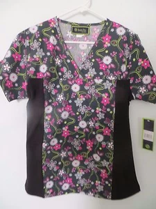 NWT WOMEN'S SCRUB UNIFORM TOP S Short Sleeve Dk. Gray Pullover NEW - Picture 1 of 7