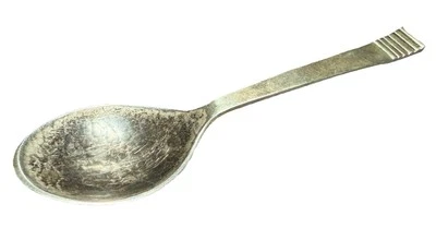 "JAN ALBERS PLATA ESTERLINA CUCHARA MARTILLADA HOLANDA MODERNA MEDIADOS DE SIGLO 6""" Foto 1 de 4