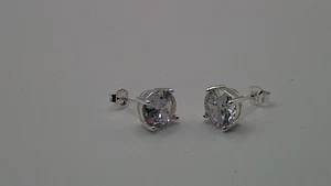 S925 Sterling Silver Earrings White Gold Plated - Picture 1 of 4