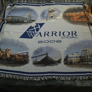 Cross Canvas Warrior Coal 2008 Woven Tapestry Throw Blanket 100% Cotton USA - Picture 1 of 10