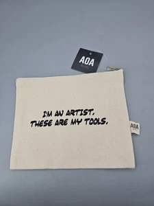 AOA Studio Accessories Pouch Bag Cream Artist Tools Word Design - Picture 1 of 2