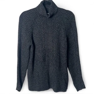 Sundance Women's Charcoal Gray Ribbed Turtleneck Sweater Cotton Silk Blend Sz PL - Picture 1 of 4