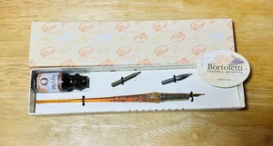 Bartoletti Calligraphy Pen Set Amber Gold Leaf Fused Murano Glass 3 Nibs Ink NEW - Picture 1 of 11