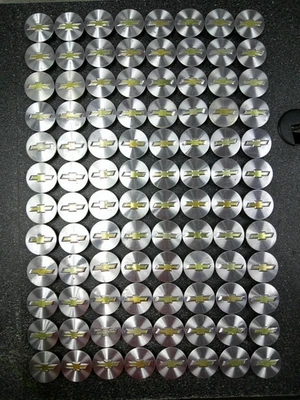 Chevy Machined OEM Center Caps 2.25" 9593169 9594156 9595157 - Lot of 96 Pieces - Image 1 of 4