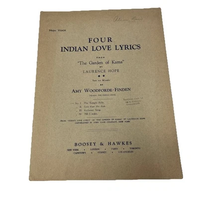 Four Indian Love Lyrics The Garden of Kama No. I Temple Bells Boosey & Hawkes - Image 1 of 4