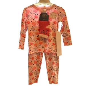 Tres Beau et Belle 18M rosa Halloween Kürbis Pyjama Set + Socken Neu mit Etikett - Bild 1 von 4
