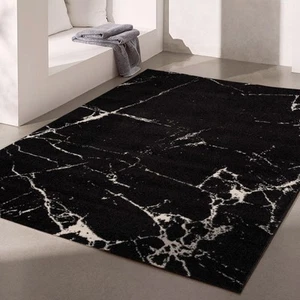 Nova Contemporary Modern Marble Black White Indoor Area Rug for Living Room, ... - Picture 1 of 8