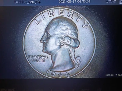 1964 D Siler Wash. Quart.w/RPM In Excellent Luster Au Condition Great Eye Appeal - Image 1 of 4