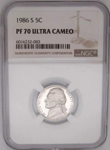 1986-S JEFFERSON NICKEL NGC PF70 ULTRA CAMEO = RARE & SCARCE w/ Book $2,000! - Picture 1 of 6