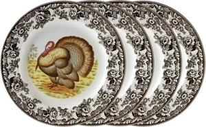 Spode Woodland Turkey Set of 4  10.5-Inch Dinner Plates Thanksgiving Tableware - Picture 1 of 2