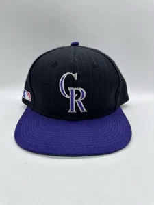 Colorado Rockies Mütze Snapback schwarz Nadelstreifen Sport Spezialitäten seitliches Logo Vintage - Bild 1 von 8