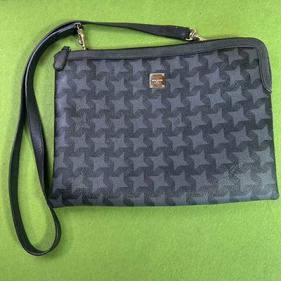 Mila Schon Italy Crossbody Bag Black Gray Pattern 12"x 9" x 2.5"  Vintage - Image 1 of 4