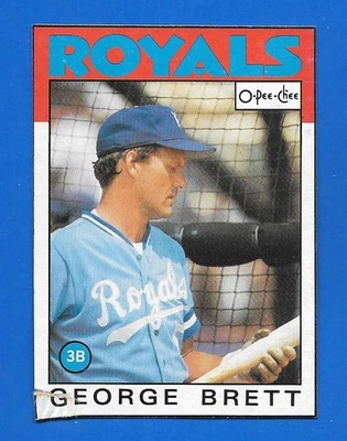 1986 TOPPS OPC C GEORGE BRETT BOX BOTTOM ROYALS O PEE CHEE HAND CUT - Image 1 of 2