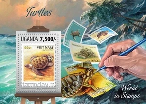 UGANDA  2013 STAMP ON STAMP TURTLES REPTILES IMPERF * 1V 16354-2 - Picture 1 of 1