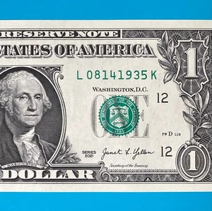August 14, 1935 (L 08141935 K) BIRTHDAY Note $1 One Dollar Bill *UNC* - Picture 1 of 4