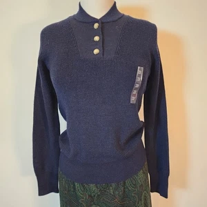 Uniqlo JW Anderson Military Knit Button Accent Sweater Top Navy XS Neu - Bild 1 von 7