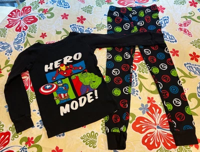 EUC Black Marvel Avengers Hero Mode 2pc. 5T Long John Pajamas Set - Image 1 of 4