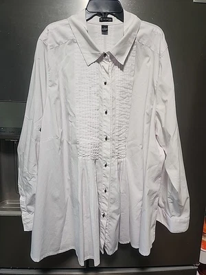 Blusa New Directions para mujer talla 2X blanca manga 3/4 top abotonado Foto 1 de 4