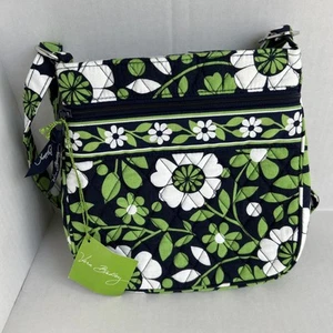 Vera Bradley Lucky You Green Double Zip Hipster Crossbody Bag Blue New Old Stock - Picture 1 of 5