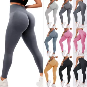 Women High Waist Gym Leggings Tummy Control Yoga Fitness Stretch Sports Trousers - Picture 1 of 31