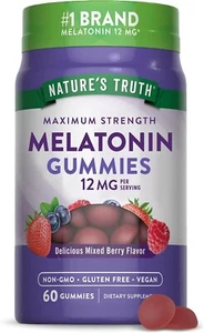 NATURE'S TRUTH~MAXIMUM STRENGTH~60 SLEEP MELATONIN 12 MG GUMMIES EXP 3/26 115 - Picture 1 of 2
