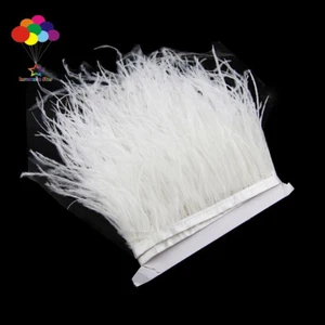 Good 1/5/10 meter white Ostrich Feathers Fringe Ribbon Trim DIY carnival decor - Picture 1 of 7