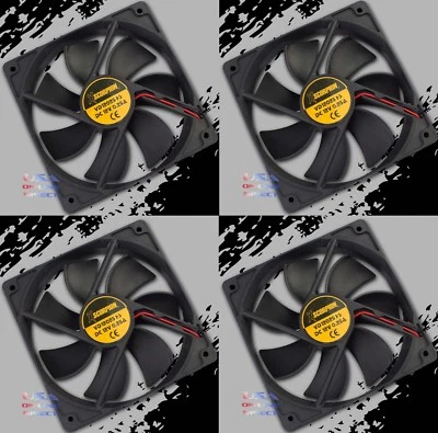 XSCORPION 4pc Square Rotary Quiet 3" Cooling Fan Slim 12 Volt Marine Automotive Computer