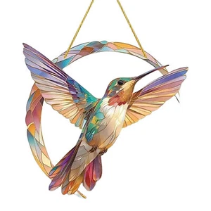 Humming Bird Sun Catcher Acrylic Multi-Coloured Hanging Decor Indoor/Outdoor - Picture 1 of 12