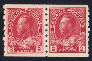 Canada Scott #127 1912 Carmin Horizontal Coil Pair - Superb & Mint Never Hinged - Bild 1 von 1