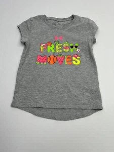 Under Armour Girls 4 Gray Graphic Print FRESH MOVES T-Shirt - Picture 1 of 10