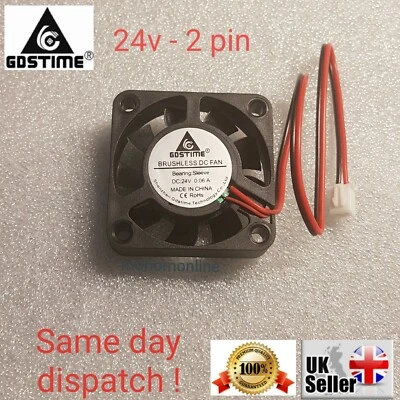 24 V 2 Pin 40 mm 40 x 40 x 10 mm bürstenlos PC Computer CPU Gehäuselüfter UK-Bestand - Bild 1 von 4