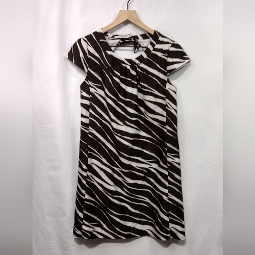 Abito Kate Spade Dorothy Zebra stampa seta cambio donna 4 bianco marrone festa evento