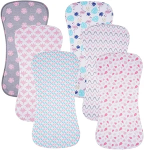 6 Pack Cotton Baby Burp Cloths Extra Absorbent Soft for Baby Boys and Girls (Pin - Picture 1 of 12