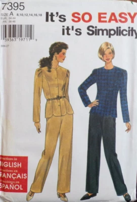 Simplicity Sewing Pattern 7395 Misses Top Button Front and Pants Sizes 8-18 UC - Image 1 of 4
