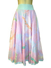 80S Jeanne Marc Abstract Animal Print Flared Skirt Size M Pastels Smocked Waist