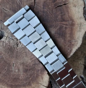 Correa de reloj de acero vintage de enlace plano 22 mm compatible con Heuer Calculator crono - Imagen 1 de 5