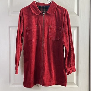 Denim & Co Red Corduroy Jacket Size S Small Shacket Breast Pockets Full Zip - Picture 1 of 10