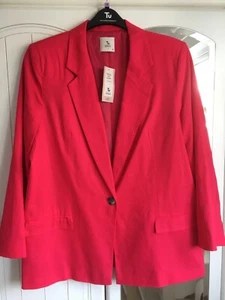 TU LEINEN MIX BLAZER STYLE JACKE ROSA 16 NEU - Bild 1 von 6