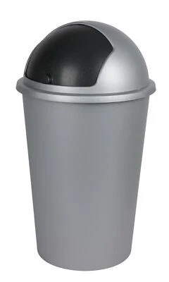 Mülleimer grau 50L Schiebedeckel Abfalleimer Müllsammler Müllbehälter Papierkorb - Bild 1 von 2