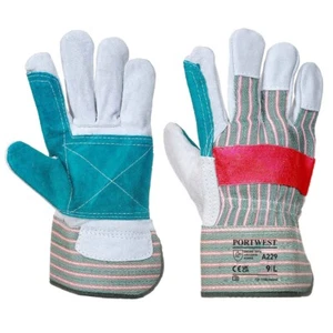 GARDENING GLOVES HEAVY DUTY DOUBLE LEATHER LAYER REINFORCED PALM THORNS BRIERS - Picture 1 of 8