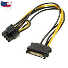 Câble adaptateur 15 broches à 8 broches PCI-E PCI Express bloc d'alimentation pour carte vidéo 6+2 SATA